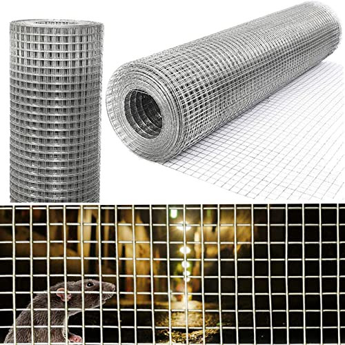 915mm x 30m 1x1 Square Galvanised Welded Wire Mesh Roll Poultry Netting for Chicken Run Rabbits Small Animals Bird Aviary Cage Mouse Rodent Cage Raised Bed, Outdoor Garden Farm Decorative Fence