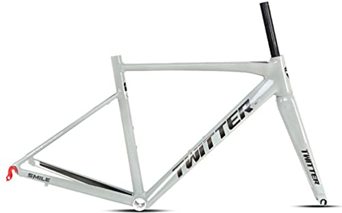 YOJOLO C Bremse Rennrad Rahmen 700C Aluminium Legierung Fahrradrahmen 46/48/50/52cm Rahmen Mit Schnellspanner BSA68,mit Carbon-Gabel (Color : Silver, Size : 46CM)