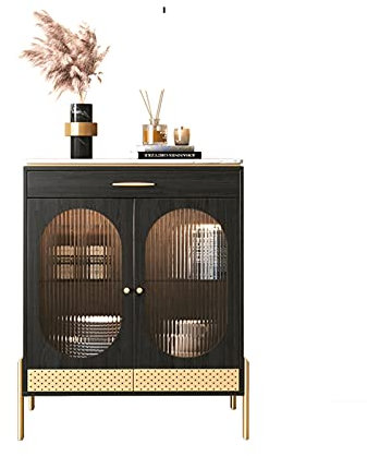 WAOCEO Weinregale Weinkabinett, Moderne Einfachheit Weinstankkabinett mit Lagerung, Weinspeicherorganisator Küche Wohnzimmermöbel barschrank (Color : Schwarz)