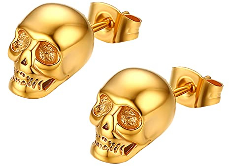 OIDEA Herren Ohrringe Ohrstecker Schädel: Totenkopf Ohrstecker aus 316L Edelstahl Schmuck Geschenk für Männer Freund Junge