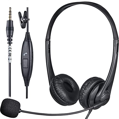 Voistek Auriculares Teléfono Móvil Binaural con Cancelación de Ruido Micrófono, Cascos Diadema para iPhone Samsung Huawei HTC LG ZTE Blackberry Celulares y Smartphones con Jack de 3,5 mm