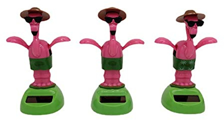 Solarbetriebenes Tanzspielzeug,3PCS Niedliche Tanzende Frosch Flamingo Auto Armaturenbrett Puppe Ornamente Cartoon-Kopfschütteln Spielzeug Dekor Auto Innenraum Zubehör für Schreibtisch Schlafzimmer
