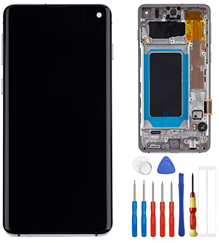 E-YIIVIIL Écran TFT compatible avec Samsung Galaxy S10 SM-G973F SM-G973U 6,1 LCD Display Touch Screen Assembly avec outils Noir (avec cadre)