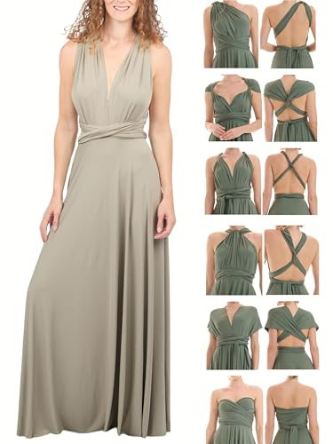 Juvell Robe Demoiselle d'honneur - Infinity Dress Maxi - Robe élégante Portefeuille - Top Bandeau Inclus - Mariage-Bridesmaid-Invitée-Bal - 1000 (34-38, Vert Clair)