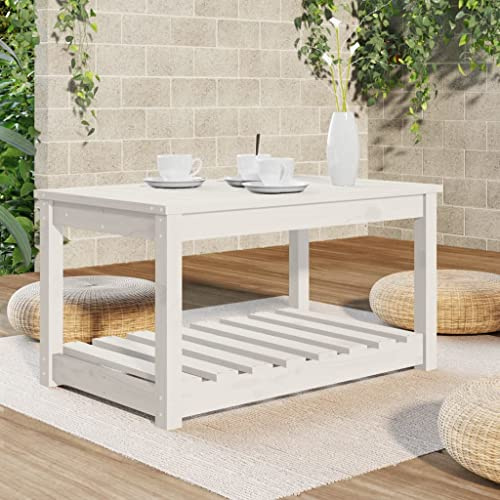 Festnight Gartentisch aus Holz Terassentisch Kiefer Gartentisch Balkon Holztisch Balkontisch Terrassentisch Wetterfest Beistelltisch Garten 82.5 x 50.5 x 45 cm Weiß