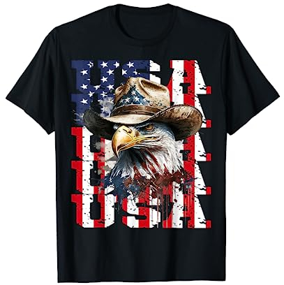 Amerika Liebe USA Adler T-Shirt mit USA Flagge Adler Design für Patrioten - Unisex, Schwarz, S