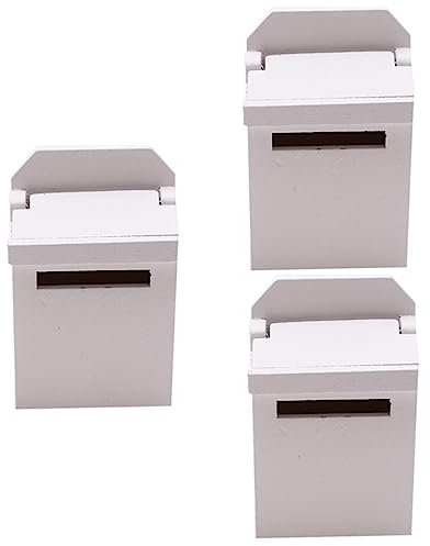 ibasenice 3 STK Mini-briefkasten Aus Holz Dekoration Mini-Spielzeug Zubehör Miniatur Gartenmöbel Mikrolandschaftsornament Mini-holzmöbel Vintage- Hölzern Kind Gartenbedarf Weiß