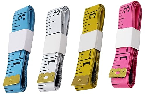 SLIVERBA 4 Stück Maßband,Beidseitiges Körpermaßband,Weiches Maßband für Körper,Schneidermaßband, Maßband Nähen für Schneider,Flexibles Maßband für Körper Fitness Kleidung Nähtuch, 150cm 4 Farben