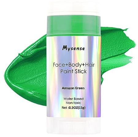 Mysense Amazon Green Face Body Hair Paint Stick,Water Based Washable Temporary Hair Paint,Non-toxic Cream Body Paint for Adults Halloween Cosplay SFX Zombie Witch Makeup,0.5oz(15g)