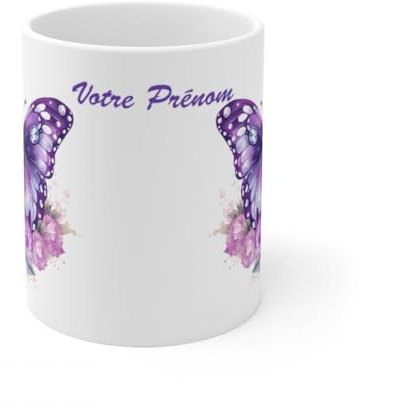 Jm-Déco Mug personnalisé personnalisable Papillons avec prénom ou petit texte - Idée cadeau - Mug original pour Enfant ou Adulte (Papillons)