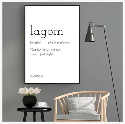 Poster für Zuhause, Bar, Salon, Restaurant, Wandkunst, Hygge-Dekor, romantisches Wörterbuch, Kunstdruck, Hygge-Definition, minimalistisch, 60 x 90 cm, ohne Rahmen