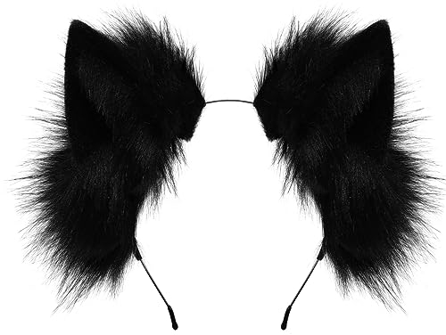 dressfan Katzenohren Haarreif Niedlich Katze kostüm Verkleidung Zubehör,Damen & Mädchen Party Neko Stirnband Cosplay Kostüm Accessoire zu Karneval & Fasching & Halloween,Schwarz