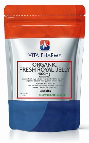 VITA PHARMA Organic Fresh Royal Jelly 1000mg 60 Capsules, Energy & Vitality, Healthy Immune System, Skin, Hair & Overall Wellness