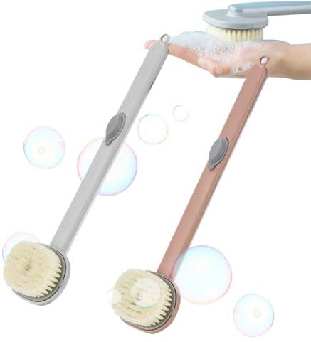 Brosse de douche à long manche for le dos avec distributeur de savon, brosse de bain liquide à long manche, brosse de nettoyage en profondeur amovible for le dos, brosse de lavage du corps, brosse de