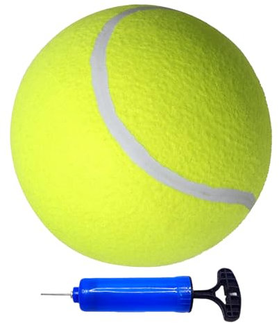 DiiWmme Tennisball für Hunde, 24,1 cm, übergroßer Tennisball für Erwachsene und Kinder, lustiger Gummi-Tennisball mit Luftpumpe, Nadel, großes Kauspielzeug für Haustierspielzeug, drinnen und draußen,