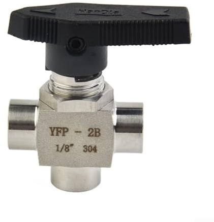 3-Wege-Kugelhahn mit Hebelgriff, BSPP 1/8 Zoll, 1/4 Zoll, 3/8 Zoll, 1/2 Zoll Innengewinde, Ventilrohrsteuerung für Wasser, Öl, Gas (G1/8)