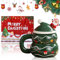 Fairypeach Taza de Café de Navidad,Taza de Café De Cerámica de Navidad, Taza Navidad con Tapa y Cuchara Papá Noel Muñeco de Nieve Árbol de Navidad, Vajilla Navidad (SD)