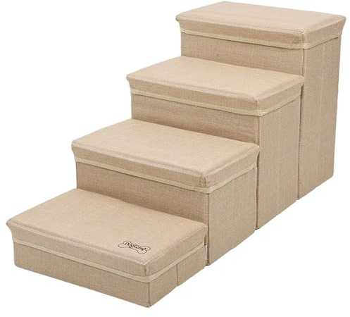 Pet Steps – Hundetreppe für Sofa | Hundetreppe für Bett | Verstellbare Hundetreppe | Verstellbare 4-stufige Haustiertreppe | Hundetreppe | Faltbare Indoor-Hundehütte Treppe mit Stauraum | rutschfeste