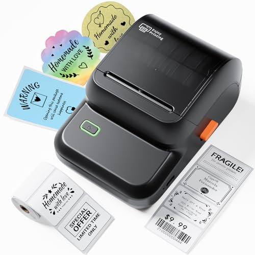 Omezizy M100 Etikettendrucker Bluetooth, Etikettendrucker Selbstklebend Etikettiergerät Tragbarer, Labeldrucker Label Printer für Küche, Adresse, Kleinunternehmen, Haushalt, Schule
