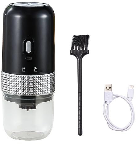 YIWEOG Electric Grinder Portable Electric Burr Coffee Grinder 13W 200ml USB Reable Adjustable Setting Cordless Coffee Bean Grinder with Cleaning Brush for Travel Camping Office Household