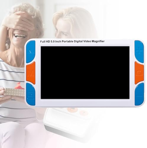 Cashwise Portable Digital Video Magnifier Electronic Reading Aid 5.0 Inch with Foldable Handle for The Visually Impaired Macular Degeneration Low Vision, 3X-48X Times Zoom 26 Color Modes