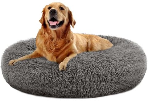 Spocado County Hundebett, Flauschiges Donutbett für Hunde & Katzen, weiches Polyester, maschinenwaschbar, Anti-Rutsch-Noppen, robust & langlebig (Anthrazit, 50 x 50 x 20 cm)