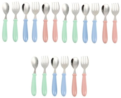 VICASKY 3 Ensembles Cuillère Et Fourchette Enfant Inox Vaisselle Bebe Couverts Bebe Ustensiles Pour Tout-petits Ustensiles D'alimentation Pour Tout-petits Vaisselle De Bébé 6 Pièces * 3