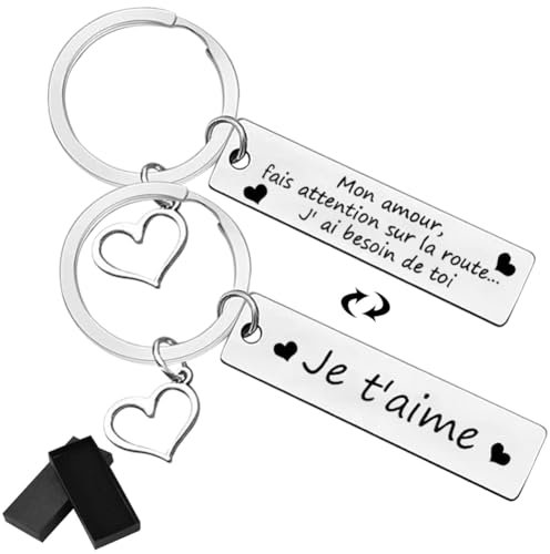 Yontree Porte-clés Couple Gravure Laser pour Homme et Femme, Petit ami et Petite amie - Cadeau Saint-Valentin, Anniversaire de Mariage et Rendez-vous