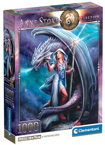 Clementoni Jigsaw Puzzle 1000 pieces Anne Stokes Dragon Mage, PUzzle for Adults 14-99 Years, Made in Italy, 39956