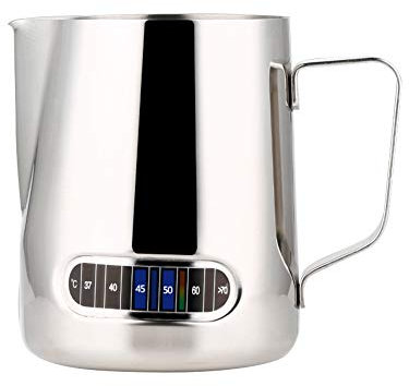 600ml Stainless Steel Coffee Milk Frothing Pitcher with Thermometer (蓝)