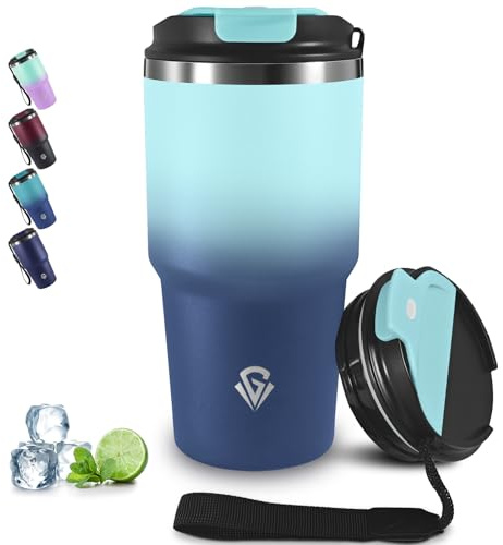 Grsta 20oz Tazza Termica, Termos Caffè Ermetica Portatile, Isolata Sottovuoto In Acciaio Inox, Bicchiere Termico per Bevande Calde e Fredde, A Prova di Perdite Tumbler Termico