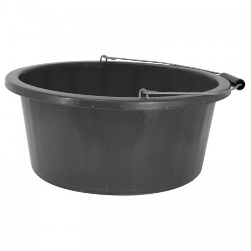 Shallow/Feeder Bucket – 15L (3 Gallon) Heavy-Duty Multi-Purpose Tub with Strong Gripper Handle-Stackable & Durable Variants-Stable for horses or plaster bucketBlack Pack of 1