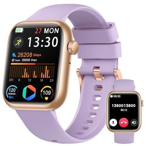 Smartwatch Damen Herren, 1.83 HD Fitness Tracker mit Schrittzähler/Blutdruckmessung/Pulsuhren/Telefonfunktion, Schlaftracker, 120+ Sportmodi, IP68 Wasserdicht Fitnessuhr&Sportuhr für Iphone Android