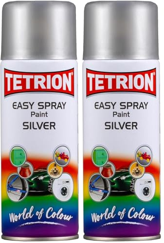 TETROSYL LTD Tetrion EPS406 Easy Spray Paint Silver - Quality paint for professionals and DIY enthusiasts - 400ml, Chrome (Pack of 2)