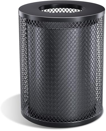 RALOZZD Commercial Steel Outdoor Trash Can, Heavy Duty Commercial Garbage Can with Liner, Outdoor Metal Slatted Trash Receptacle for Indoor & Outdoor Use, Weather-Resistant,Black/31Gallon/115L