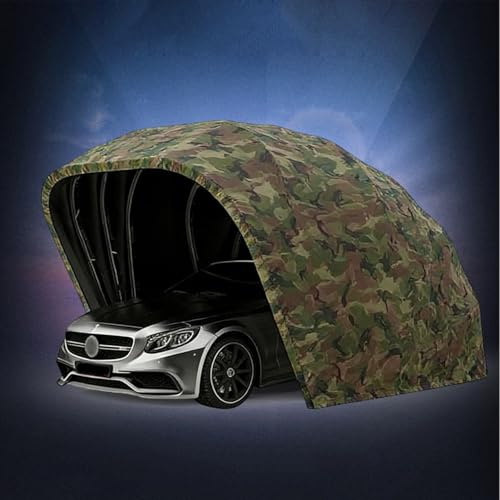 Tettoia Per Auto Semiautomatica, Tenda Parasole Pieghevole E Retrattile Per Auto Con Blocco A Terra Azionabile A Pedale, Tenda Garage Portatile Per Veicoli(Camouflage,6.4 * 2.8 * 2.65M)