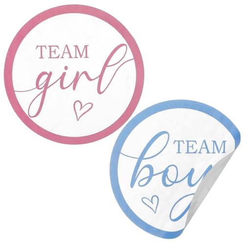 Nogeqi 60 Stück Gender Reveal Stickers Rund Team Boy Or Girl Sticker Für Partyeinladungen Abstimmspiel Reveal Partys Und Baby Showers Geburt (Rosa, Blau)