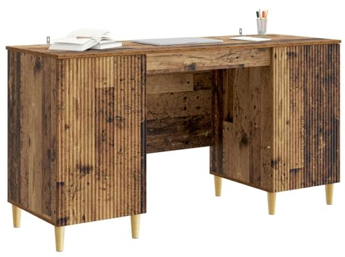vidaXL Schreibtisch mit Regal Altholz 142,5 x 50 x 75 cm Holzwerkstoff, Schreibtisch fürs Wohnzimmer, Vintage Schreibstil, rechteckig, ergonomisch und vielseitig einsetzbar