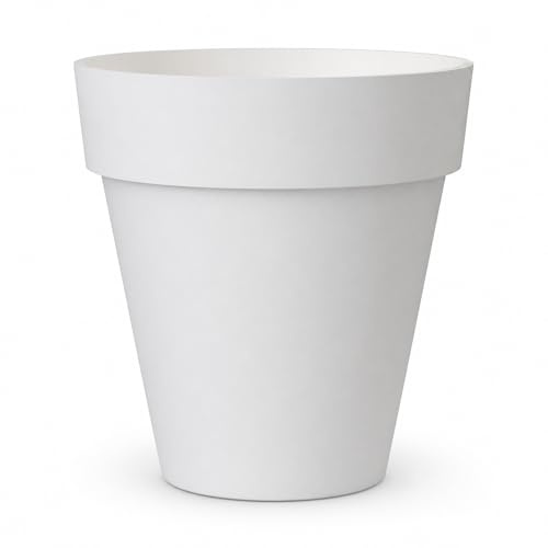Ceracor Ceramicas Maceta plástico XXL Blanca 60 cm, macetero Decorativo Ligero para Plantas Interior Exterior jardín terraza