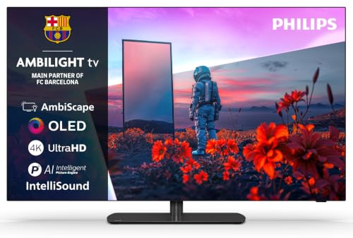 PHILIPS Ambilight TV 48OLED811/12 48 Zoll 4K OLED Smart TV | P5-AI Perfect Picture Engine, Ultra HD, Google TV, Dolby Vision und Atmos Sound