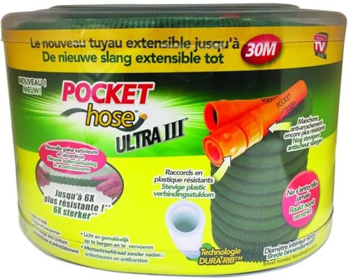Pocket Hose Ultra 3 Gartenschlauch, einziehbar, 30 m, Grün