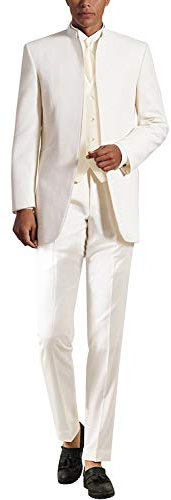 YYI Costumes de Mariage 3 pièces pour Hommes Costumes de Smoking à col Montant Blanc Pur