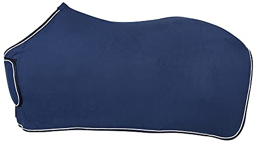 PFIFF 102415 Pferde Parade Fleecedecke, Paradedecke Pferdedecke, Dunkelblau 135 cm