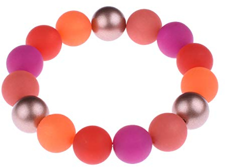 Adi Modeschmuck Armband Magdalena, original Polarisperlen und Akzente aus metallic lackierten Acrylperlen, handgefertigt in Berlin (Pink, Orange, Rottöne)