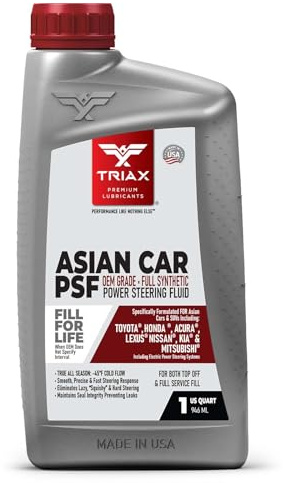 TRIAX Asian Car PSF Hydraulic & Electric Full Synthetic OEM Grade Power Steering Fluid | Compatible with Honda, Acura, Toyota, Lexus, Nissan, Infiniti, Mazda, Hyundai, Kia & More (1 Quart)