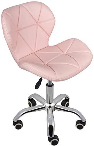 Charles Jacobs Home Office Swivel Computer Desk Chair with a Height Adjustable Chrome base and Wheels - Pink PU