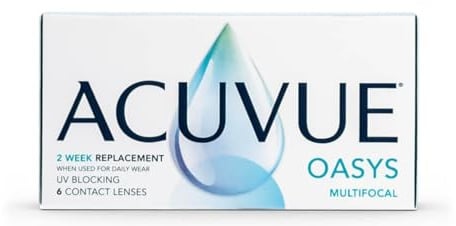 ACUVUE OASYS MULTIFOCAL 2-Wochen-Kontaktlinsen für den Nah-, Zwischen- und Fernbereich – 5,75 dpt, Add. Niedrig und BC 8,4 – Mit UV Schutz und Austrocknungsschutz – 6 Linsen