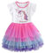 DXTON Vestito da Ragazza Principessa Unicorno Abito Bambina Festa Manica Corta Tulle BiancoSh4980 5T