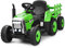 COSTWAY 12V Tracteur Électrique Enfants avec Pelle & Remorque Amovible, Véhicule Électrique à 6 Pneus avec Lumière LED & Musique & Klaxon, Télécommande 2,4G, 3-8km/h pour Enfants de 3 Ans+