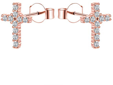 AoedeJ Boucle D'Oreille En Argent 925, Croix Religieux Argent Boucle D Oreille Femme, Zircone Petites Boucles D'Oreilles Pour Fille Enfant Boucle D'Oreille Bijoux (Style 13)